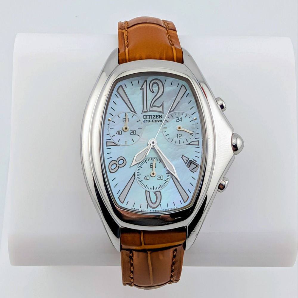 Citizen Eco-Drive H500-S016665 Chronograph MOP Tonneau Watch New Capacitor